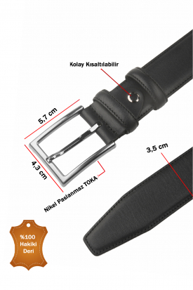 DeepSEA Hakiki Deri Lazer Desenli Spor Erkek Kemer Siyah Tokalı Kısaltılabilir 2602664 2