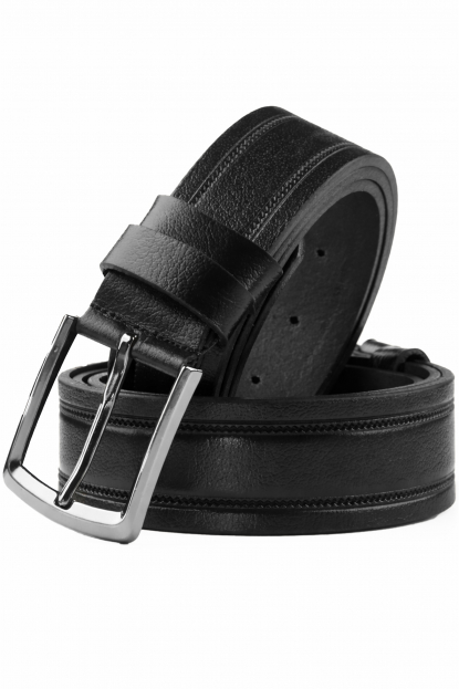 DeepSEA Hakiki Deri Lazer Desenli Spor Erkek Kemer Siyah Tokalı Kısaltılabilir 2602667