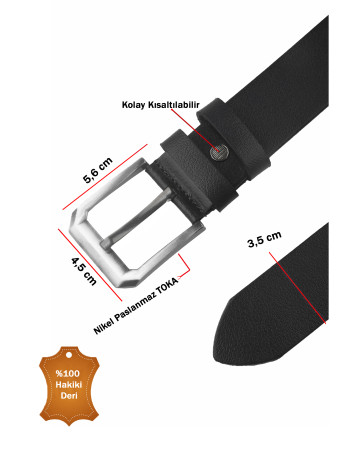 DeepSEA %100 Hakiki Deri Spor Kot Kemeri 4,5 cm Kot ve Kanvas Pantolonlara Uygun Kemer 2502633 2