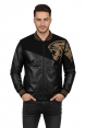 DeepSEA Taş İşlemeli Leopar Desenli Suni Deri Ceket Mont Biker Ceket 2600395
