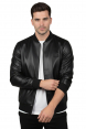 DeepSEA Dar Kesim Erkek Suni Deri Ceket / Mont – Kolej Yaka & Ribanalı 2600562