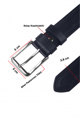 DeepSEA 4 cm Yanları Çift Dikişli Mat Suni Deri Kemer 2402611 2