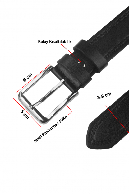 DeepSEA 4 cm Yanları Çift Dikişli Mat Suni Deri Kemer 2402611