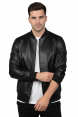 DeepSEA Dar Kesim Erkek Suni Deri Ceket / Mont – Kolej Yaka & Ribanalı 26002659