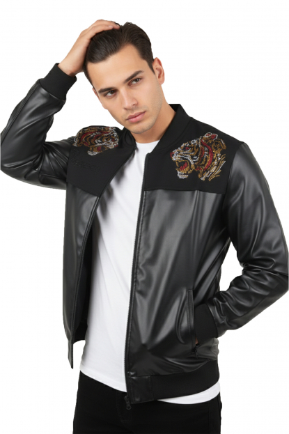 DeepSEA Dar Kesim Erkek Suni Deri Ceket / Mont – Kolej Yaka & Ribanalı 2600927