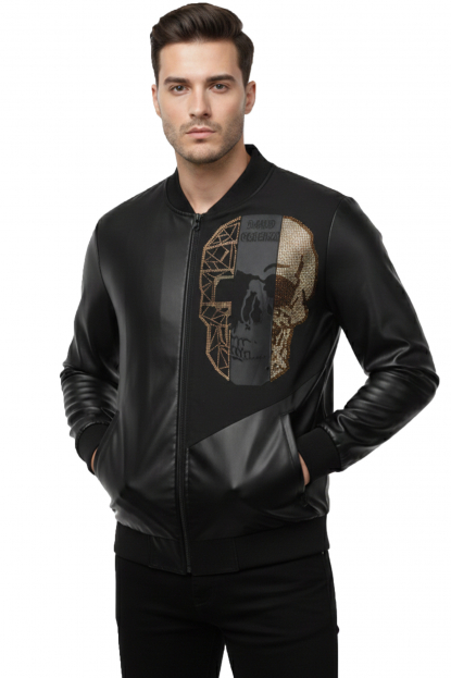 DeepSEA Dar Kesim Erkek Suni Deri Ceket / Mont – Kolej Yaka & Ribanalı 2600602