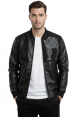 DeepSEA Dar Kesim Erkek Suni Deri Ceket / Mont – Kolej Yaka & Ribanalı 2600928