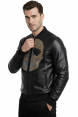DeepSEA Dar Kesim Erkek Suni Deri Ceket / Mont – Kolej Yaka & Ribanalı 2600598