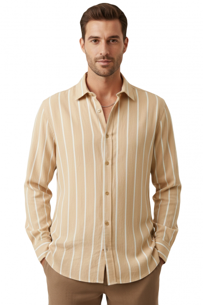 DeepSEA Slim Fit Erkek Gömlek Kolay Ütülenen Nefes Alan Kumaş, Dört Mevsim Şıklık 2608515