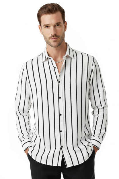 DeepSEA Slim Fit Erkek Gömlek Kolay Ütülenen Nefes Alan Kumaş, Dört Mevsim Şıklık 2608515