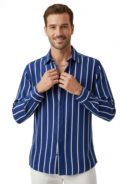 DeepSEA Slim Fit Erkek Gömlek Kolay Ütülenen Nefes Alan Kumaş, Dört Mevsim Şıklık 2608515