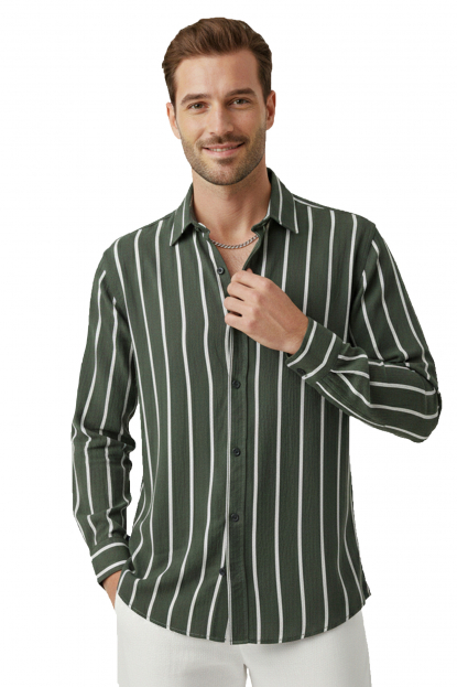 DeepSEA Slim Fit Erkek Gömlek Kolay Ütülenen Nefes Alan Kumaş, Dört Mevsim Şıklık 2608515