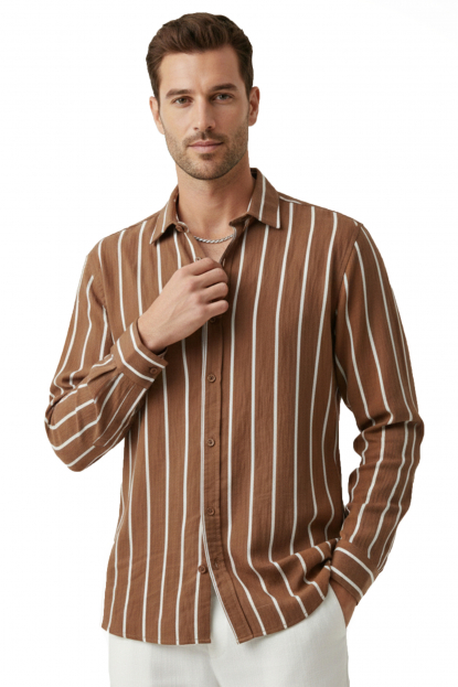 DeepSEA Slim Fit Erkek Gömlek Kolay Ütülenen Nefes Alan Kumaş, Dört Mevsim Şıklık 2608515