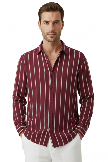 DeepSEA Slim Fit Erkek Gömlek Kolay Ütülenen Nefes Alan Kumaş, Dört Mevsim Şıklık 2608515