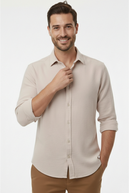 DeepSEA Slim Fit Erkek Gömlek Kolay Ütülenen Nefes Alan Kumaş, Dört Mevsim Şıklık 2602629