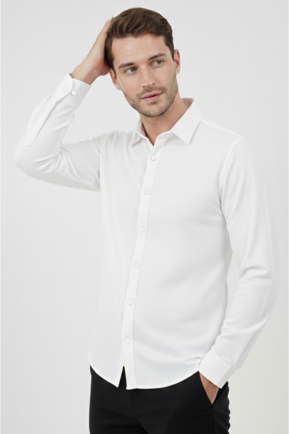 DeepSEA Slim Fit Erkek Gömlek Kolay Ütülenen Nefes Alan Kumaş, Dört Mevsim Şıklık 2602629