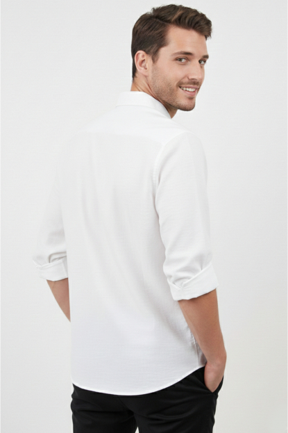 DeepSEA Slim Fit Erkek Gömlek Kolay Ütülenen Nefes Alan Kumaş, Dört Mevsim Şıklık 2602629
