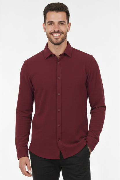 DeepSEA Slim Fit Erkek Gömlek Kolay Ütülenen Nefes Alan Kumaş, Dört Mevsim Şıklık 2602629