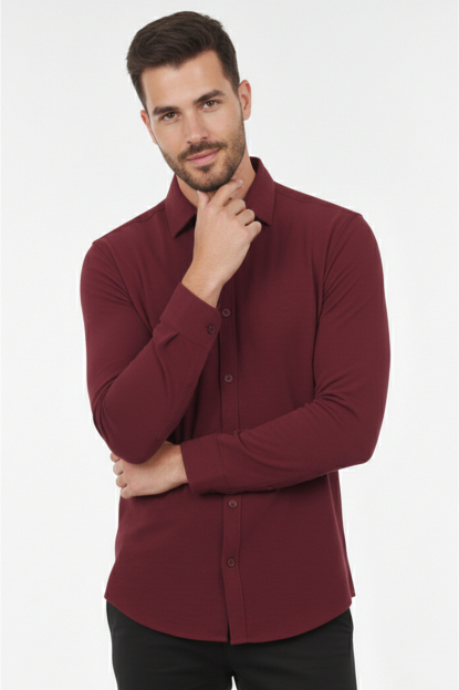 DeepSEA Slim Fit Erkek Gömlek Kolay Ütülenen Nefes Alan Kumaş, Dört Mevsim Şıklık 2602629