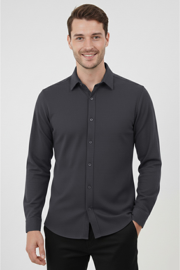 DeepSEA Slim Fit Erkek Gömlek Kolay Ütülenen Nefes Alan Kumaş, Dört Mevsim Şıklık 2602629 2