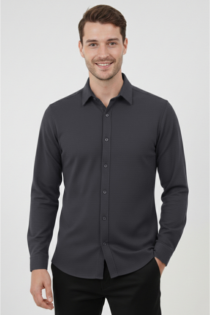 DeepSEA Slim Fit Erkek Gömlek Kolay Ütülenen Nefes Alan Kumaş, Dört Mevsim Şıklık 2602629