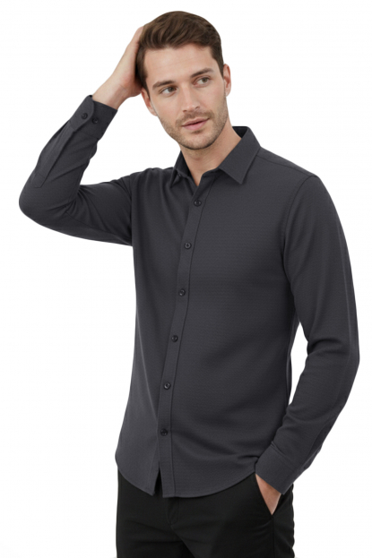 DeepSEA Slim Fit Erkek Gömlek Kolay Ütülenen Nefes Alan Kumaş, Dört Mevsim Şıklık 2602629