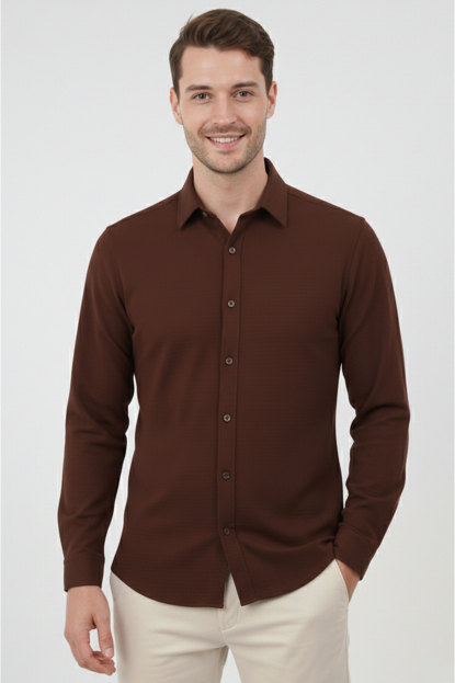 DeepSEA Slim Fit Erkek Gömlek Kolay Ütülenen Nefes Alan Kumaş, Dört Mevsim Şıklık 2602629