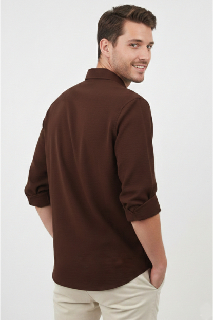DeepSEA Slim Fit Erkek Gömlek Kolay Ütülenen Nefes Alan Kumaş, Dört Mevsim Şıklık 2602629