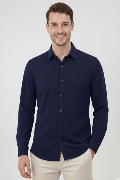 DeepSEA Slim Fit Erkek Gömlek Kolay Ütülenen Nefes Alan Kumaş, Dört Mevsim Şıklık 2602629