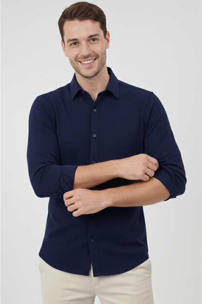DeepSEA Slim Fit Erkek Gömlek Kolay Ütülenen Nefes Alan Kumaş, Dört Mevsim Şıklık 2602629