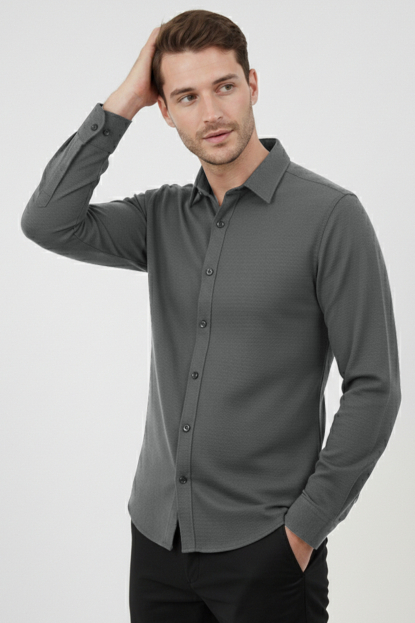 DeepSEA Slim Fit Erkek Gömlek Kolay Ütülenen Nefes Alan Kumaş, Dört Mevsim Şıklık 2602629