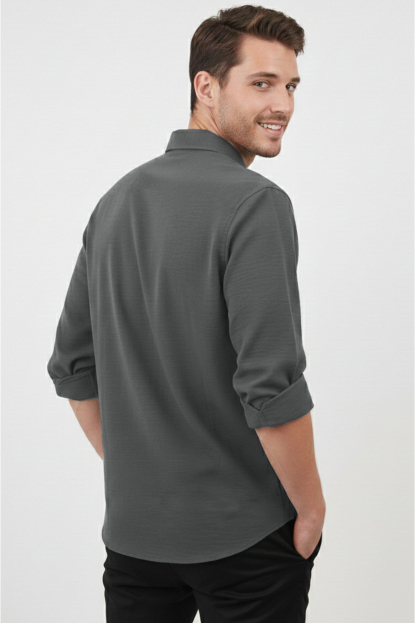 DeepSEA Slim Fit Erkek Gömlek Kolay Ütülenen Nefes Alan Kumaş, Dört Mevsim Şıklık 2602629