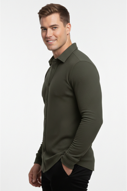 DeepSEA Slim Fit Erkek Gömlek Kolay Ütülenen Nefes Alan Kumaş, Dört Mevsim Şıklık 2602604