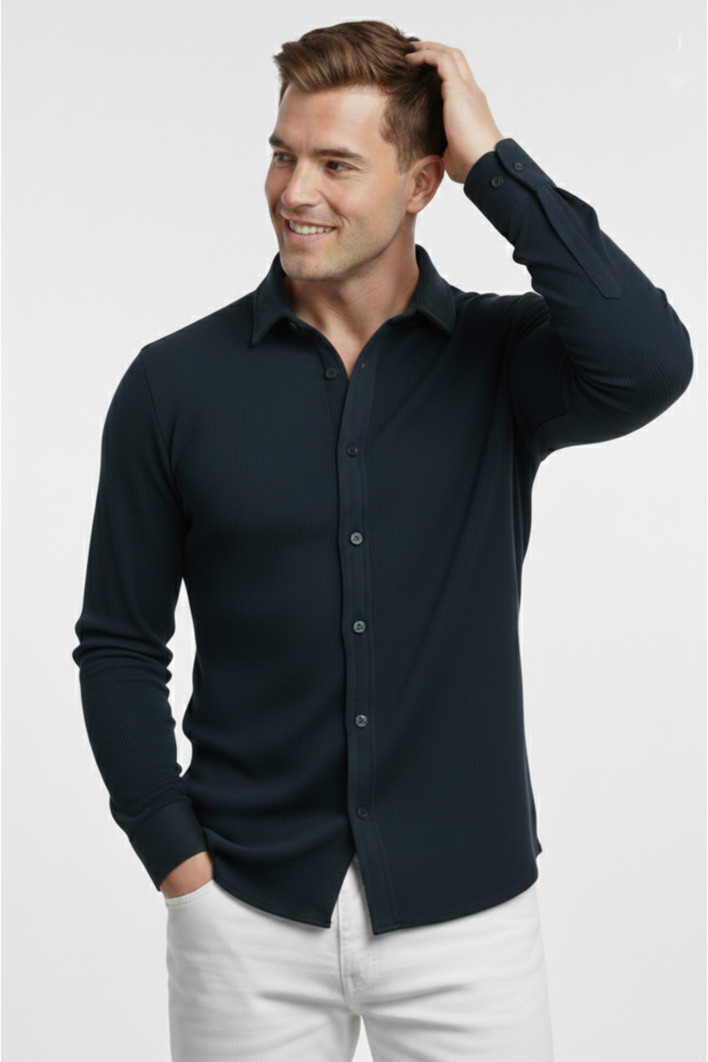 DeepSEA Slim Fit Erkek Gömlek Kolay Ütülenen Nefes Alan Kumaş, Dört Mevsim Şıklık 2602604 2
