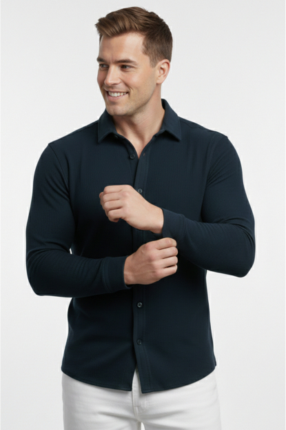 DeepSEA Slim Fit Erkek Gömlek Kolay Ütülenen Nefes Alan Kumaş, Dört Mevsim Şıklık 2602604
