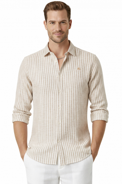 DeepSEA Slim Fit Erkek Gömlek Kolay Ütülenen Nefes Alan Kumaş, Dört Mevsim Şıklık 260226