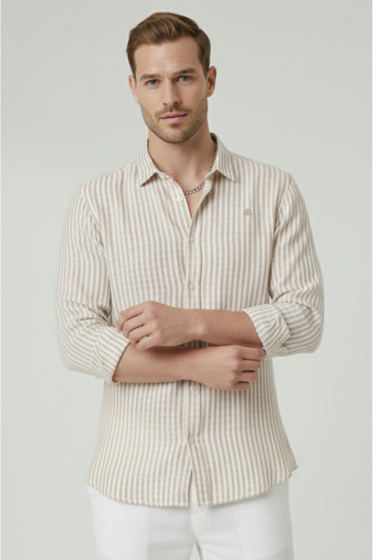 DeepSEA Slim Fit Erkek Gömlek Kolay Ütülenen Nefes Alan Kumaş, Dört Mevsim Şıklık 260226