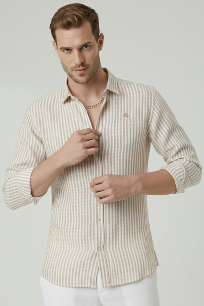 DeepSEA Slim Fit Erkek Gömlek Kolay Ütülenen Nefes Alan Kumaş, Dört Mevsim Şıklık 260226