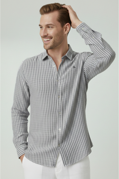 DeepSEA Slim Fit Erkek Gömlek Kolay Ütülenen Nefes Alan Kumaş, Dört Mevsim Şıklık 260226