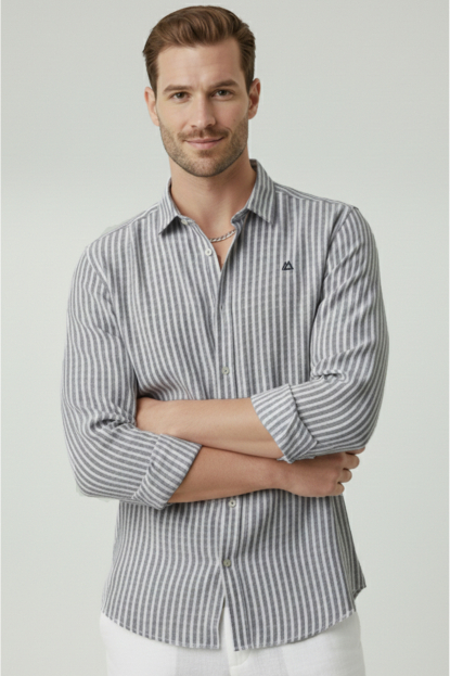 DeepSEA Slim Fit Erkek Gömlek Kolay Ütülenen Nefes Alan Kumaş, Dört Mevsim Şıklık 260226