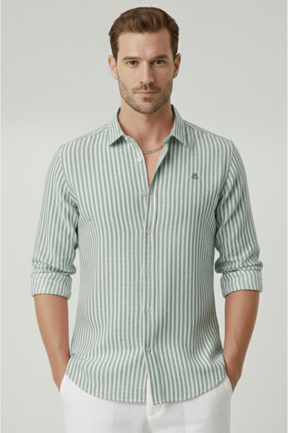 DeepSEA Slim Fit Erkek Gömlek Kolay Ütülenen Nefes Alan Kumaş, Dört Mevsim Şıklık 260226