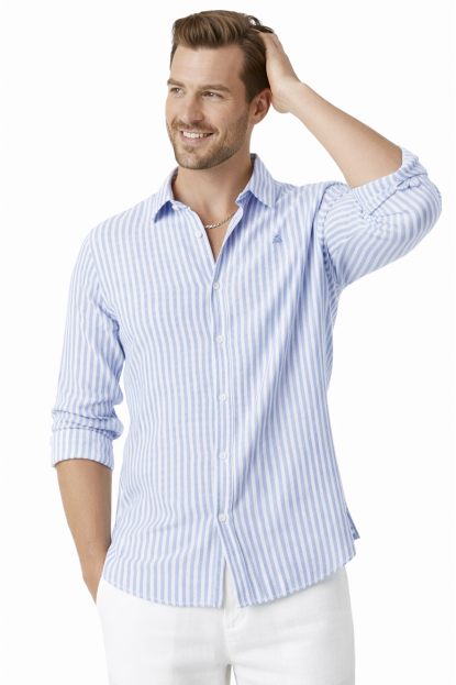 DeepSEA Slim Fit Erkek Gömlek Kolay Ütülenen Nefes Alan Kumaş, Dört Mevsim Şıklık 260226