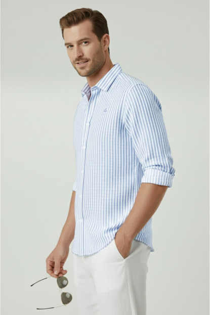 DeepSEA Slim Fit Erkek Gömlek Kolay Ütülenen Nefes Alan Kumaş, Dört Mevsim Şıklık 260226