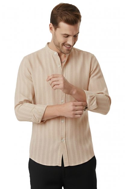 DeepSEA Slim Fit Çizgili %100 Pamuk Erkek Gömlek – Nefes Alan Şık Günlük Gömlek 2602621