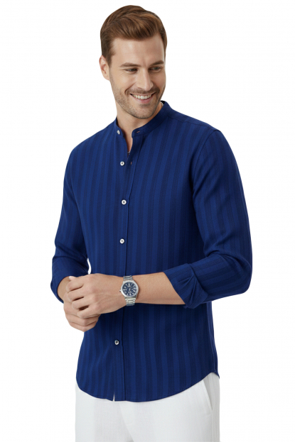 DeepSEA Slim Fit Çizgili %100 Pamuk Erkek Gömlek – Nefes Alan Şık Günlük Gömlek 2602621