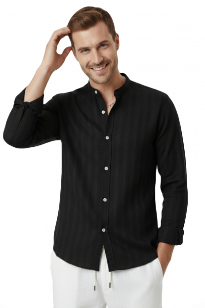 DeepSEA Slim Fit Çizgili %100 Pamuk Erkek Gömlek – Nefes Alan Şık Günlük Gömlek 2602621