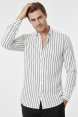 DeepSEA Slim Fit Çizgili %100 Pamuk Erkek Gömlek – Nefes Alan Şık Günlük Gömlek 2602617