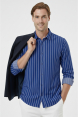 DeepSEA Slim Fit Çizgili %100 Pamuk Erkek Gömlek – Nefes Alan Şık Günlük Gömlek 2602617