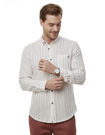 DeepSEA Slim Fit Çizgili %100 Pamuk Erkek Gömlek – Nefes Alan Şık Günlük Gömlek 2602623
