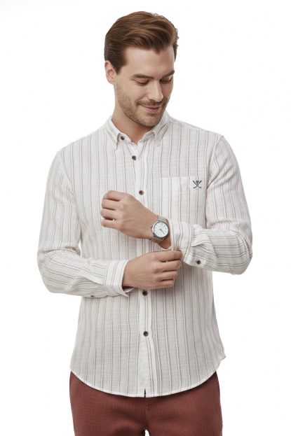 DeepSEA Slim Fit Çizgili %100 Pamuk Erkek Gömlek – Nefes Alan Şık Günlük Gömlek 2602623